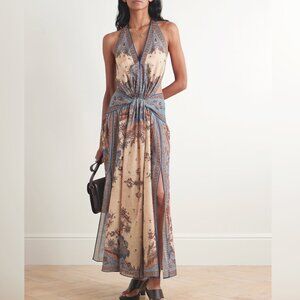 ZIMMERMANN Ascension open-back printed cotton-voile halterneck maxi dress